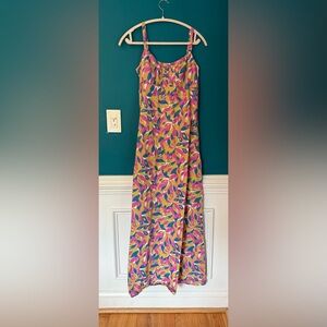 Boden Vibrant Leaf Print Maxi Dress